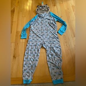 Justice long sleeve zip up onesie pj without feet